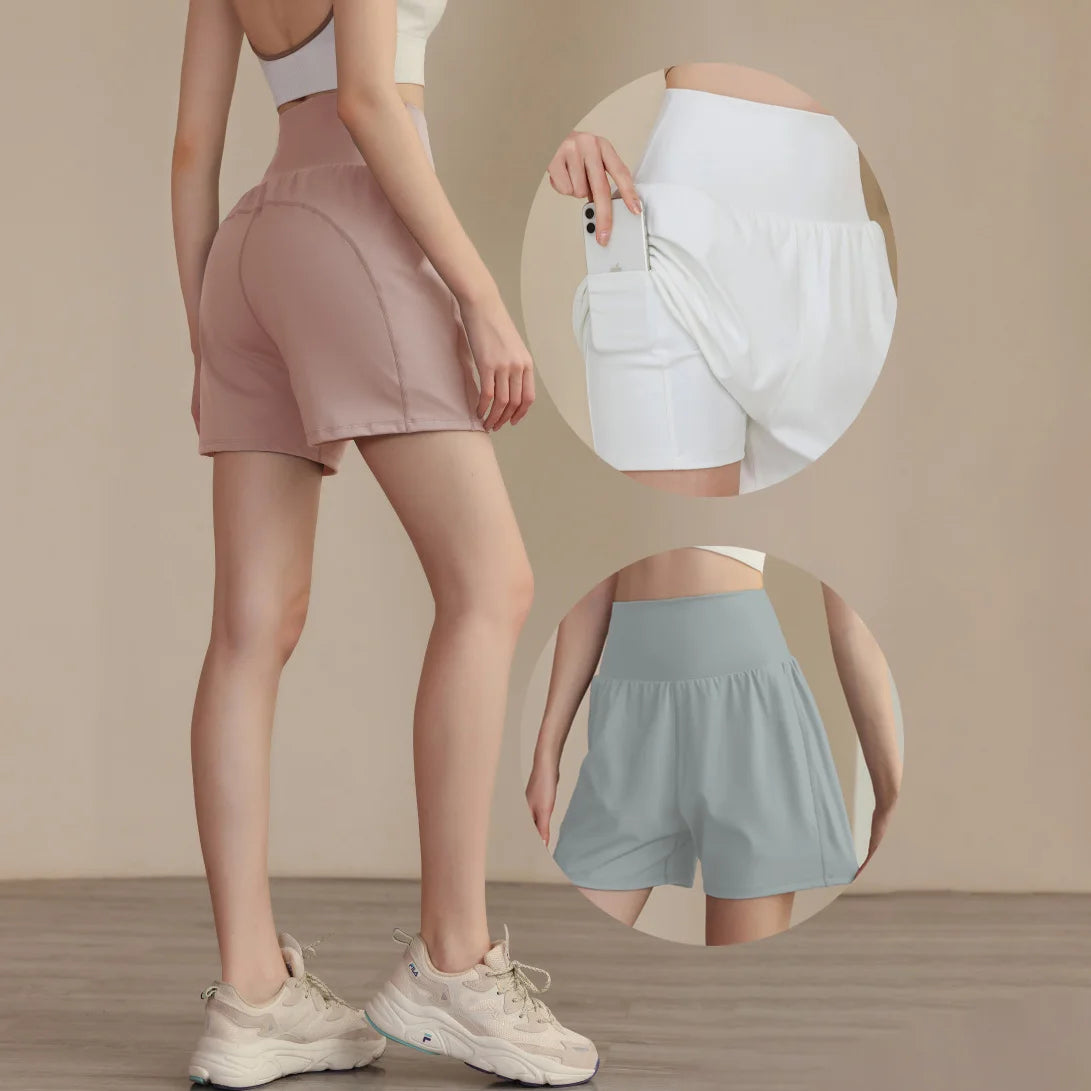 YY New Fashion Simple Yoga Sports Shorts Women Loose Slim Fitness Shorts Breathable Skin-friendly High-quality Summer Shorts