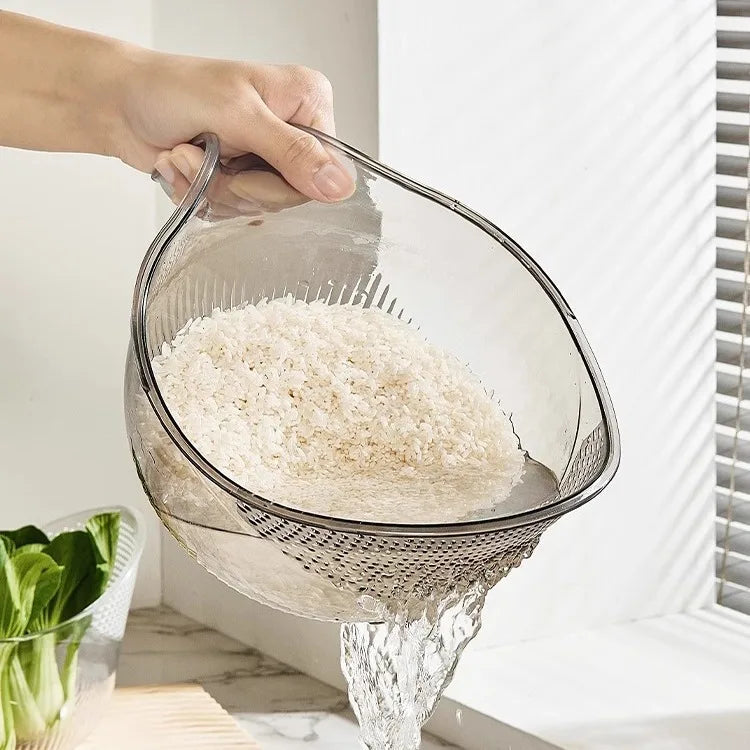 Kitchen Multifunction PET Plastic Drain Basket Colander Rice & Fruit Bowl Washing Drain Basket with Handle Basket Strainer MegaBDM