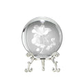 60mm Crystal Ball Rose Glass Sphere with Sliver Base Paperweight Love You Gift for Valentine's Day