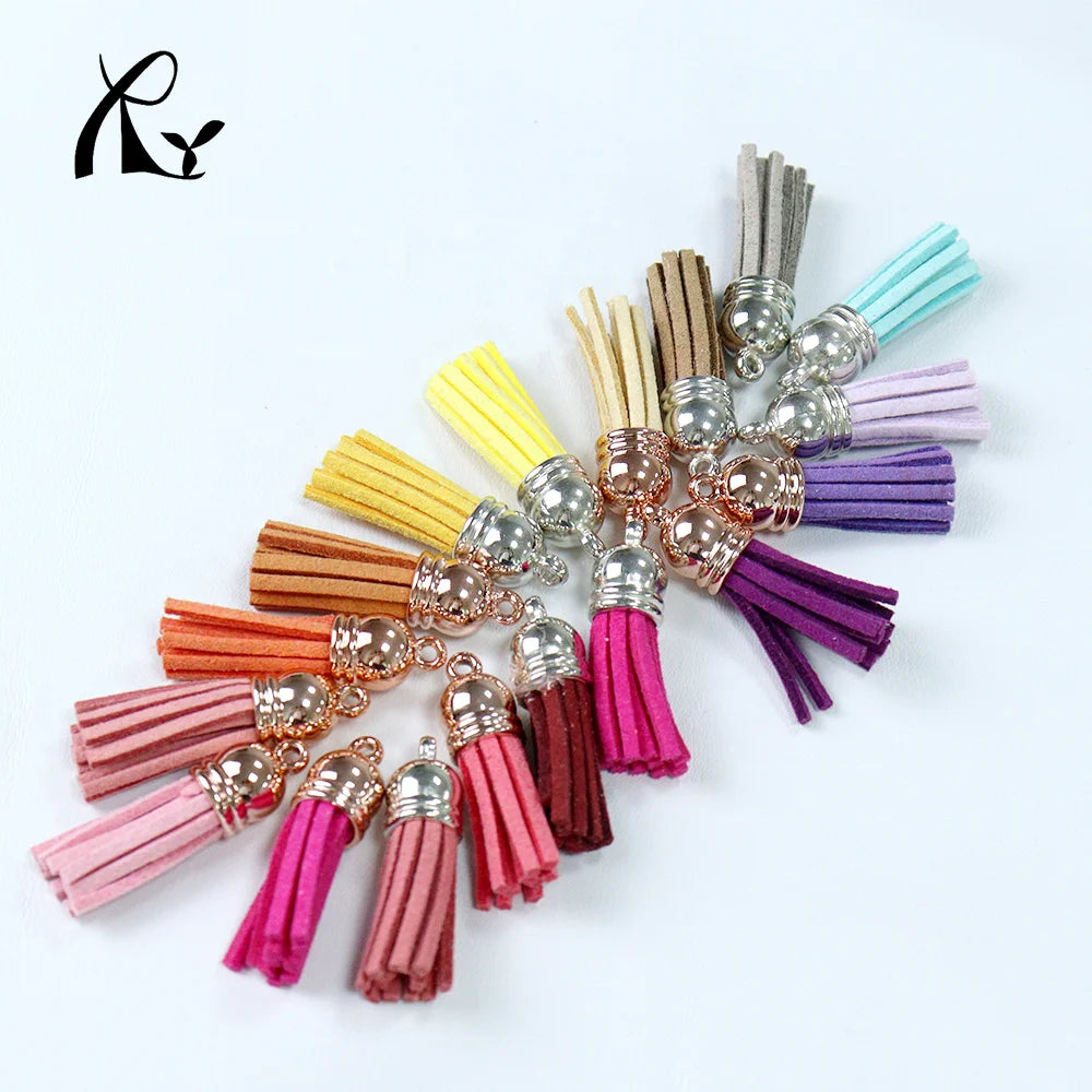 Handmade Rose Gold Tassel Hat Suede Microfiber Ruiying RY015 for DIY Leather Keychain Phone Clothing Earring Decorations