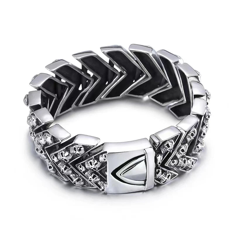 Wholesale Custom Man Bracelet Jewelry Skull Chain Stainless Steel Wrist Bracelet for Man