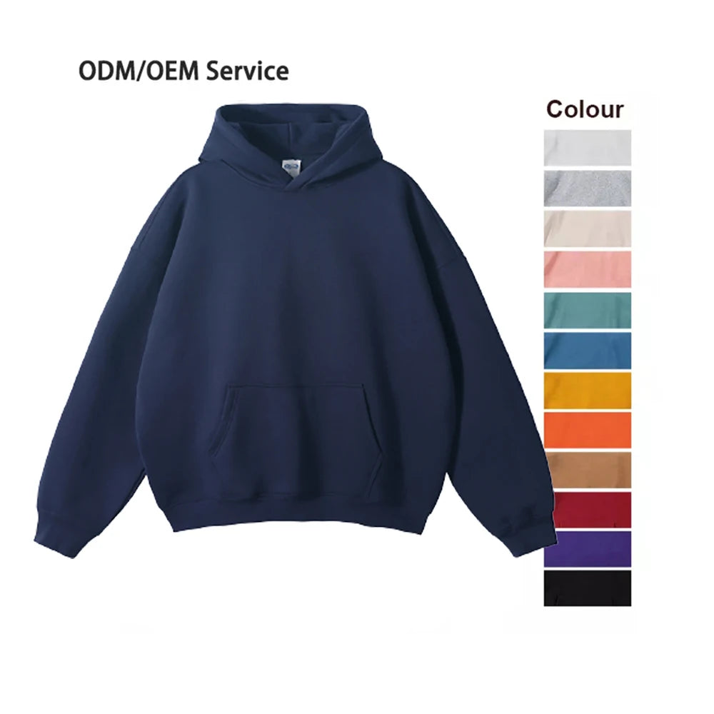 Men Clothes Factory 350gsm Hoodie Custom Heavyweight Grey Blank Fleece Pullover Oversized Plain Solid Men's Hoodies