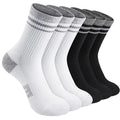 Unisex Black White Cotton Spandex Stripe Cushioned Training Crew Athletic Socks Custom Logo for Men Women