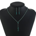 2022 Women's Fine Silver Jewelry Set Y-Shape Emerald Rhinestone Necklace Earrings Classic Style Weddings Engagements Party Gift