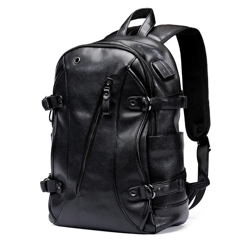 Anti-Theft Waterproof With USB Multifunctional Large Capacity Fashion Leather Backpack Office Computer Bag Laptop Backpack