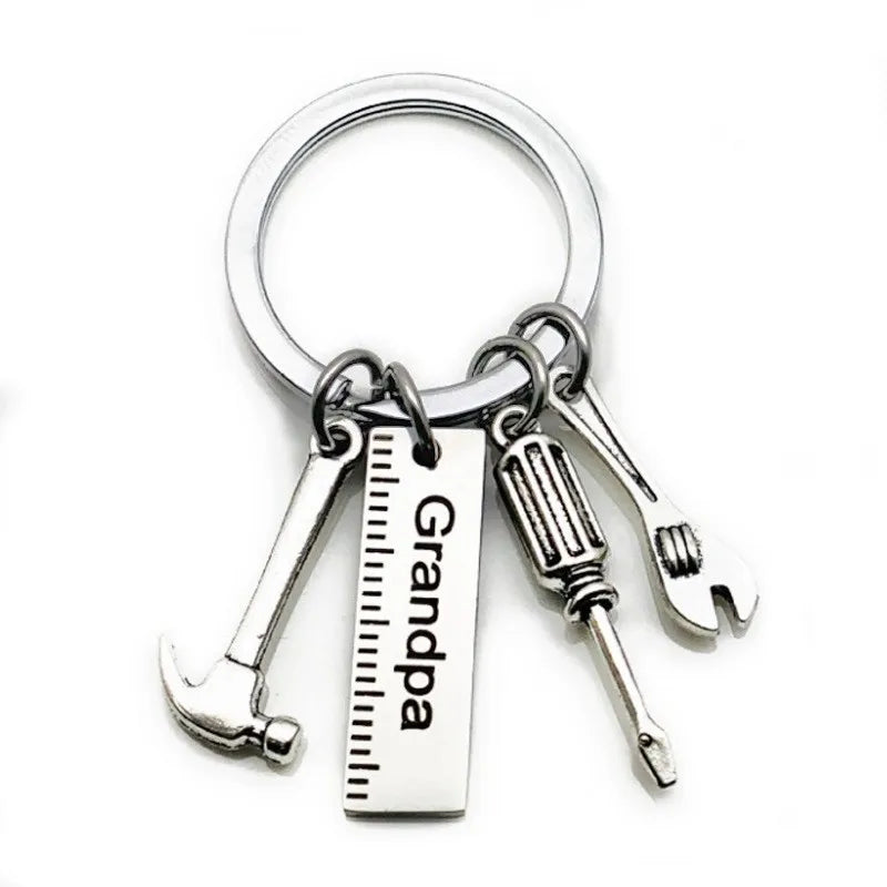 Father's Day Gift DIY Stainless Steel Key Ring Hammer Screwdriver Wrench Dad's Tool