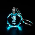 Factory Wholesale K9 Led Crystal Keychain Custom 3d Laser Engrave the Twelve Zodiac Signs Crystal Keychain
