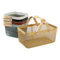 Kitchen Bath Toy Organizermetal Metal Wire Mesh Fruit Storage Basket With Wooden Handle