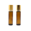 Custom 10ml Amber Essential Oil Perfume Roll on Glass Bottle with Roller for and Gold Cap Screen Printed