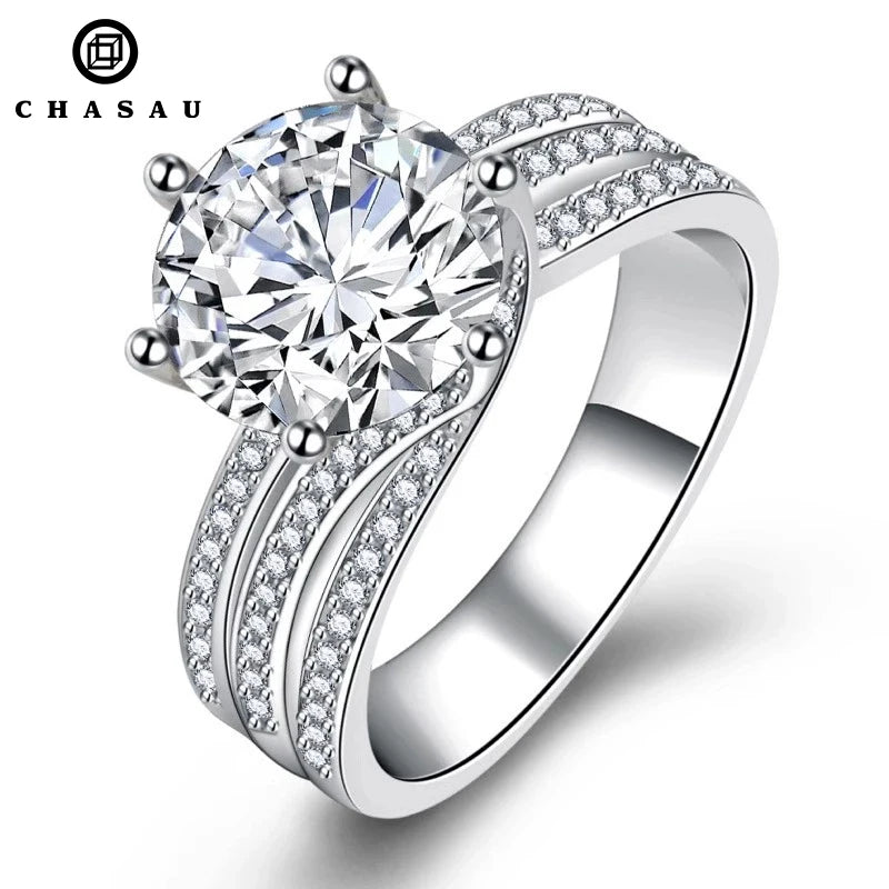 Hot Sale Luxury Fine Jewelry for Women 3ct 3.0ct 3 Carat 9mm Moissanite S925 Sterling Silver Wedding Engagement Ring Classic