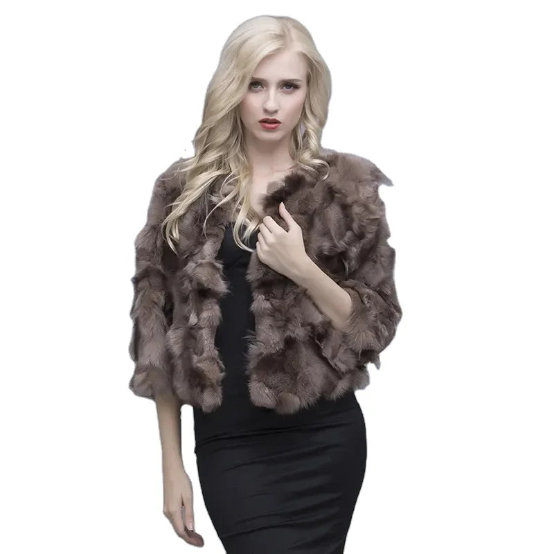 MWFur Winter Season Fashion Fox Hair Small Jacket for Girl Fashion Fur Coat for Women From Fox Fur Coat Woman Winter Coat