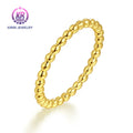 Kirin Jewelry Fine Stretchy 14K Gold Filled Spacer Bead Stacking 925 Silver Finger Ring