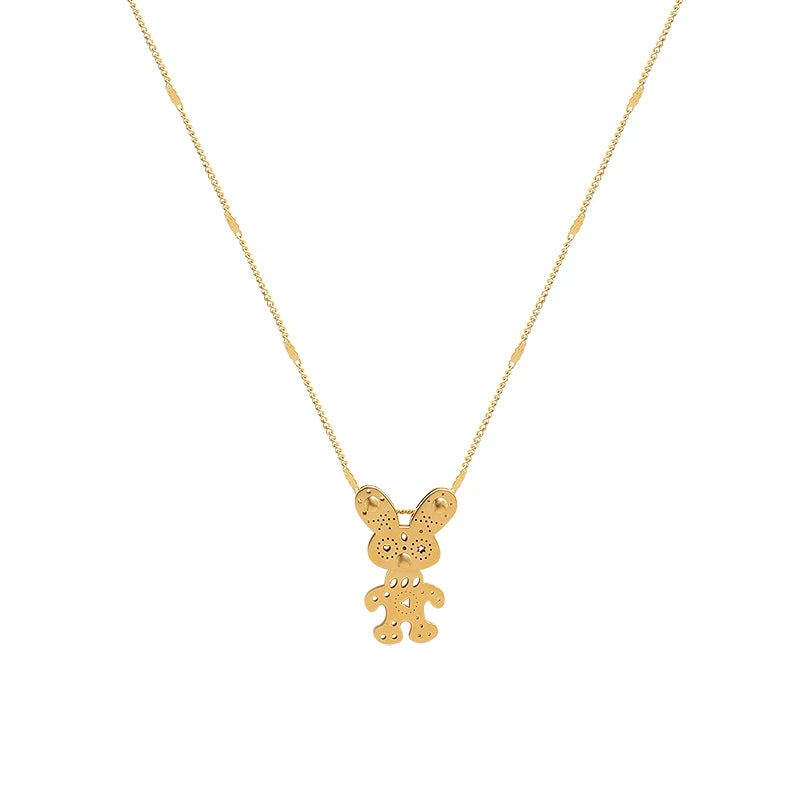 Niche Design Sense Swing Mechanical Cute Rabbit Necklace Female Christmas Short Sweater Chain Titanium Steel