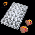 AK Wholesale 24 Square Cube PC Polycarbonate Chocolate Mold Moulds Easy Demoulding Candy Pastry Trays for Ice Making Cake Tools