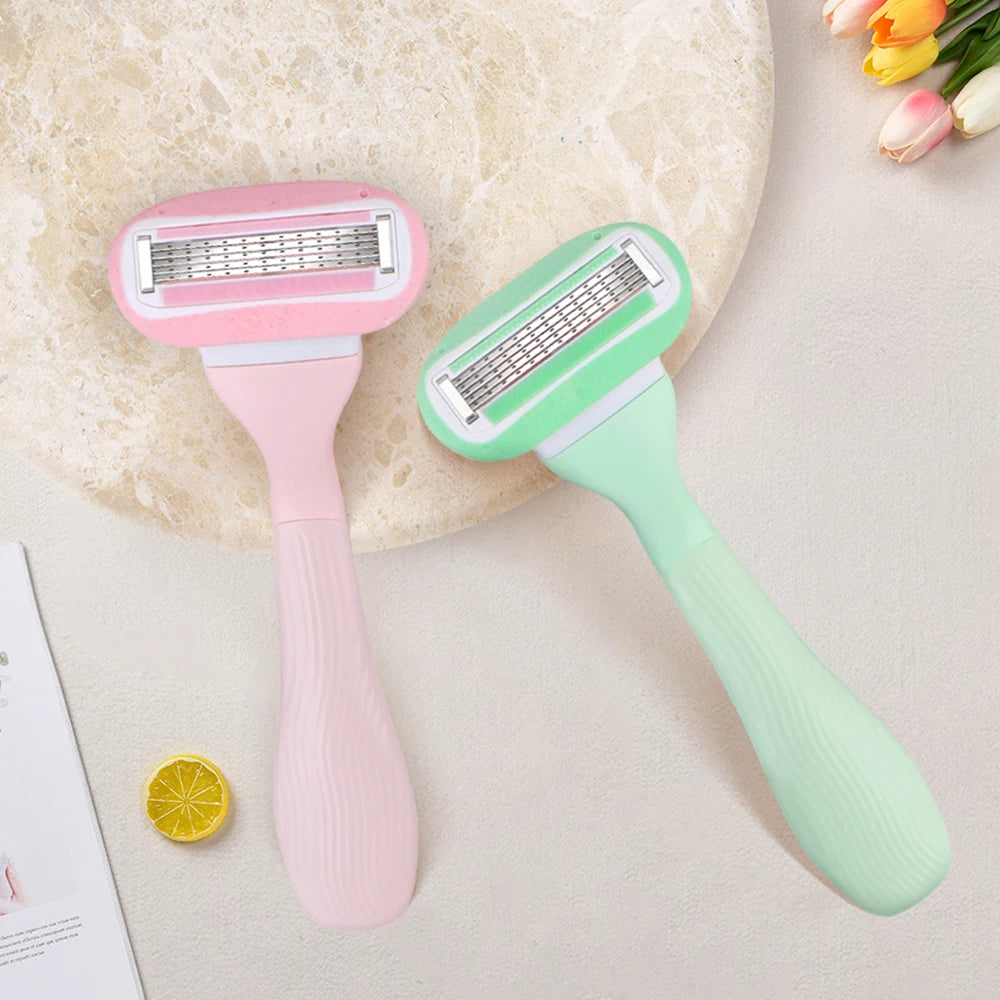 Five Blade Women System Razor for Sensitive Skin Replaceable Refills Reusable Facial Razor for Women Shaving