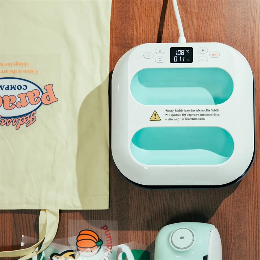 Factory Wholesale Portable Mini Heat Press Machine 23*23cm Hand Held Easy Press for Multi-Color T-shirts