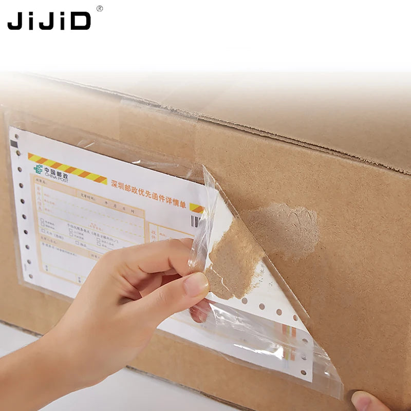 JiJiD A5 Waterproof Self Adhesive Document Enclosed Rigid Shipping Label Invoice Enclosed Slip Pouch Mailing Bags Convenient