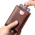 Genuine Leather Luxury Card Holder for Men Fashionable RFID Blocking Draw out Money Clip with Metal Fastener
