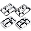 Divided School Student Stainless Lunch Tray with Compartment Food Plate Unique Reusable Cheap Metal Plate Dish Rectangle