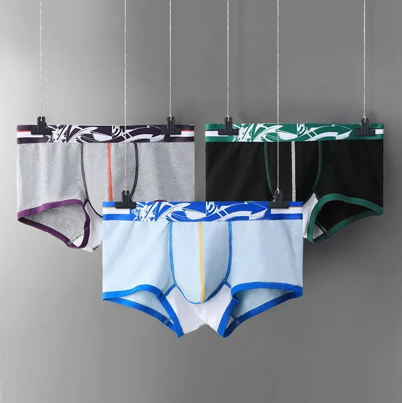 Men's Casual Fashion Underwear High Stretch Boxer Shorts Elastic Waist Breathable Soft Comfortable Knitted Material Low Waist