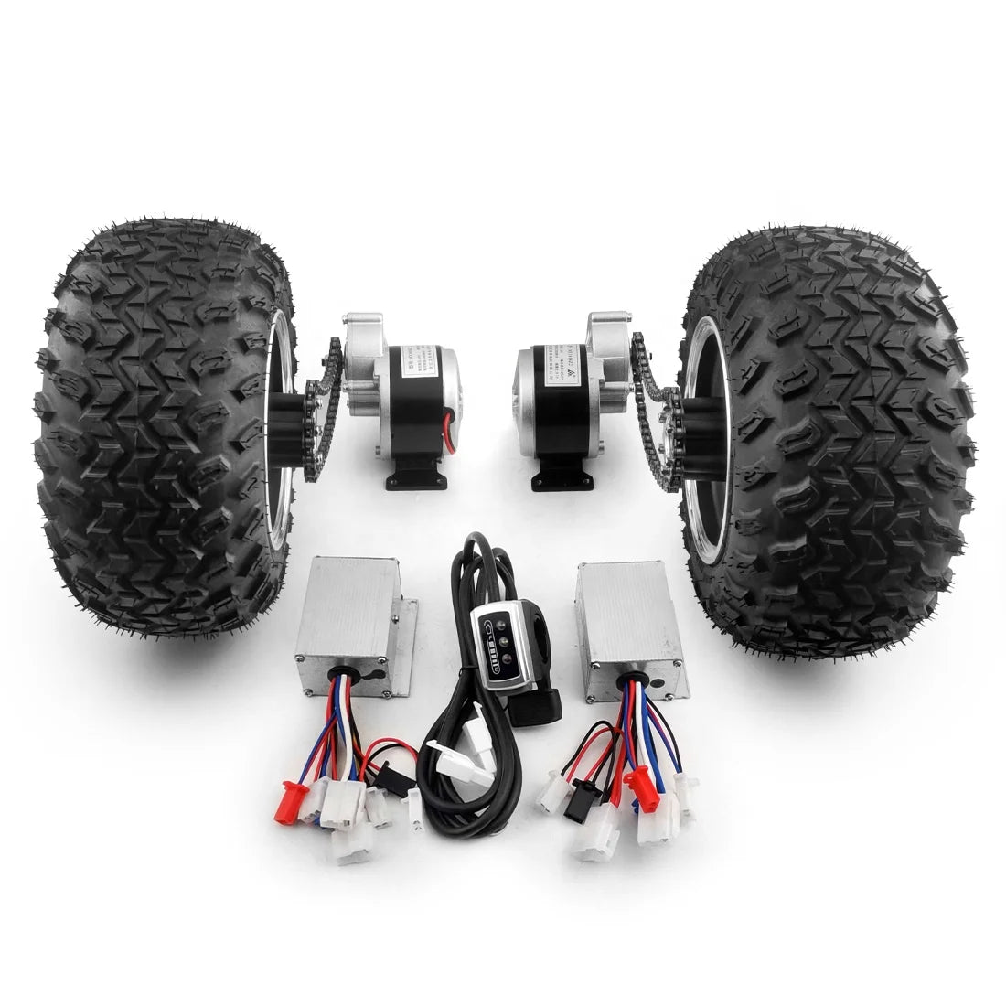 L-faster Dual Drive 10 Inch off Road Fat Tire 250W Brush Gera Motor Kit for Electric Trolley Wagon Scooter Cart