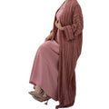 Elegant Arabic Fashion Long Evening Dresses for Adults Muslim Women's Kimono Cardigan Islamic Eid Striped Open Abaya Elegant