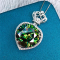 Silver 925 Original 13 Carat Diamond Test Past Brilliant Cut Green Moissanite Heart Pendant Necklace for Women Gift Fine Jewelry