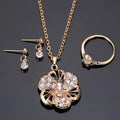 Fashion Jewelry Simple Geometric Gold Rhinestone Necklace Set Women Earring Ring and Necklace Sets