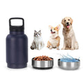 Custom 3 in 1 Portable Travel Pet Water Bottles With Food Container 304 Stainless Steel Double Wall Vacuum Insulation Bottle