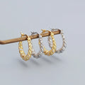 Fashion 925 Sterling Silver Micro Zircon Voluble U-shaped  Twist Gold Plated Hoop Earring Jewelry for Women