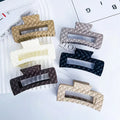 MIO 10.5cm Chessboard Rectangle Plastic Hair Claw Clip Korea Large Shark Hair Lip Strong Hold Jaw Clips for Women Ponytail