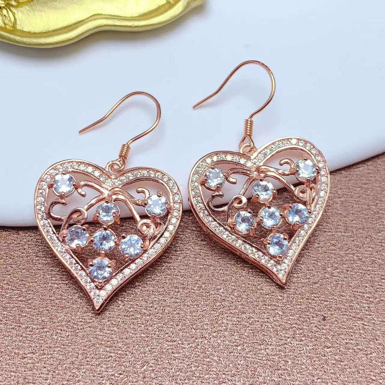 Good Price Wholesale Cheap 925 Sterling Silver Round Cut Natural Aquamarine Bridal Women Earrings