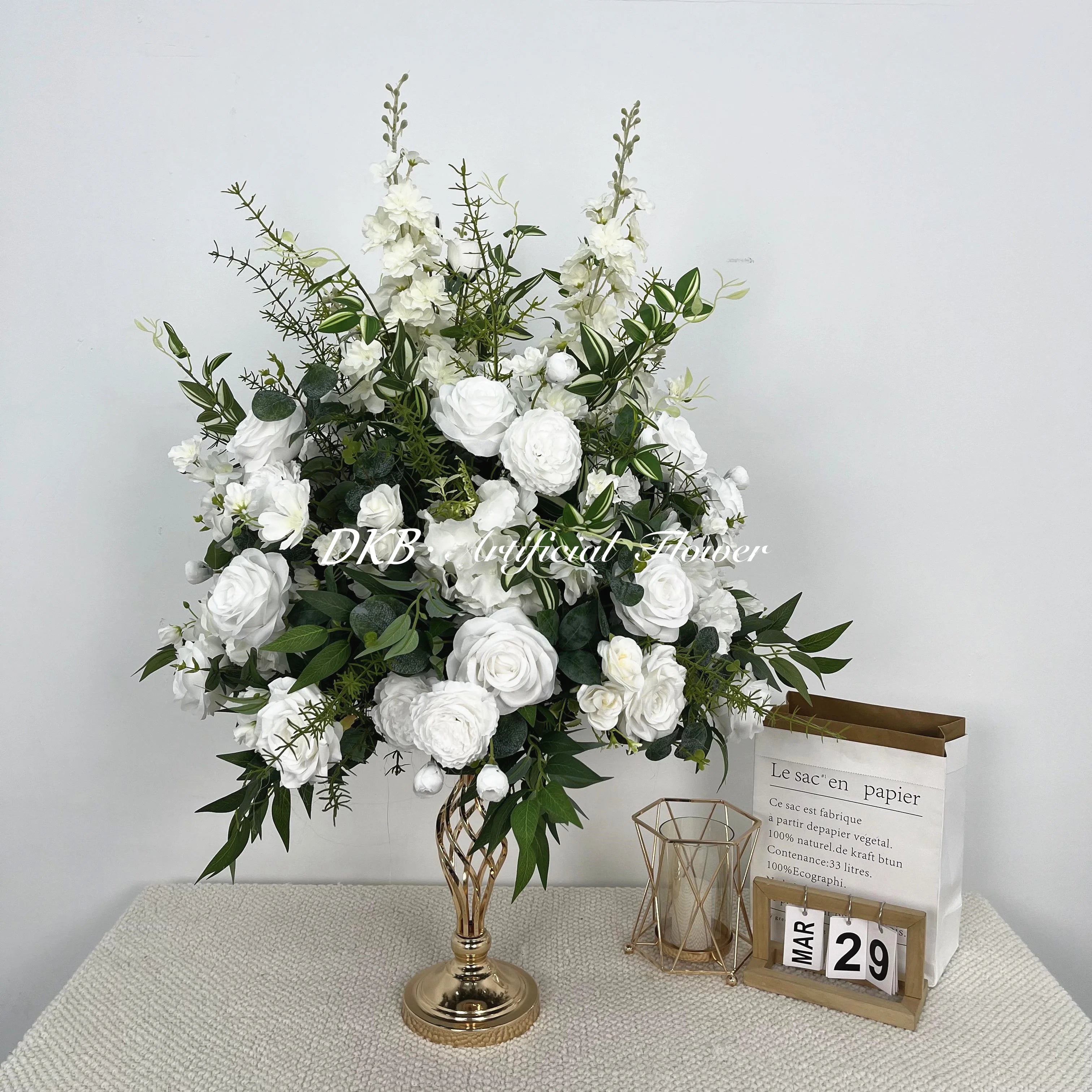 High Quality White Silk Rose Ball Wedding Decoration Factory Wholesale Flower and Plants for Christmas Graduation