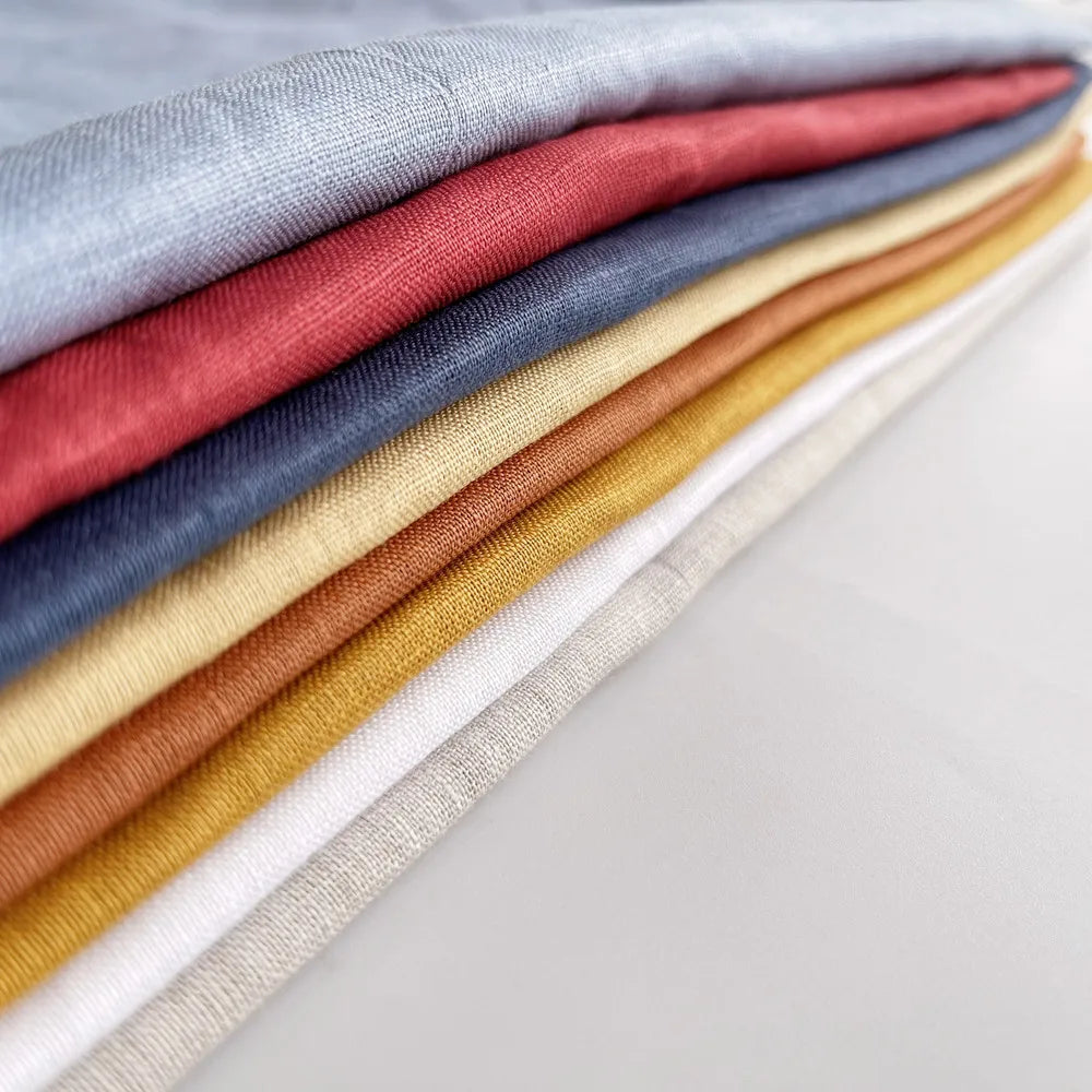 2024 New Plain Color Pure Linen Fabric Breathable Stone Washed Woven Linen Fabric for Garments Soft