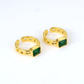 PVD 18K Gold Plated Chain Rectangle Green Stone  Ring for Women Stainless Steel Rings for Women