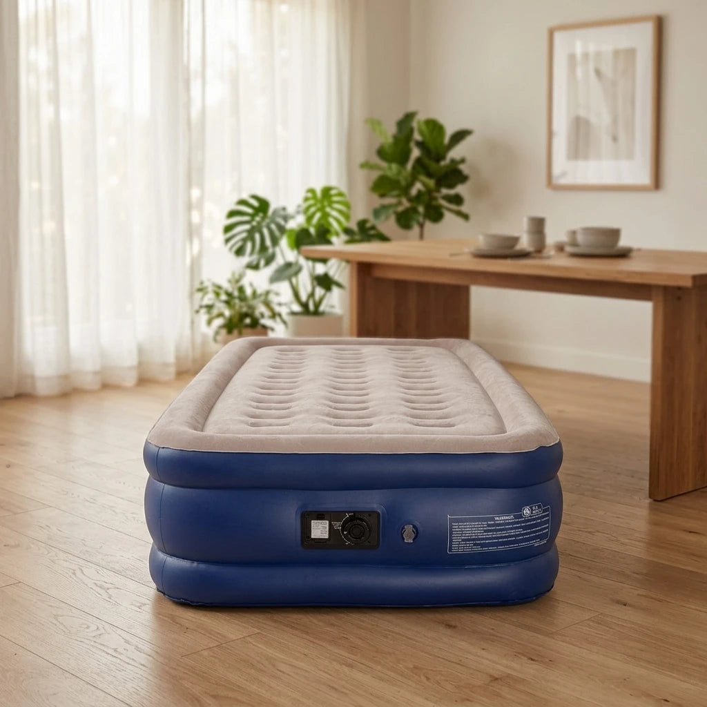 Sunshine Durable Foldable Air Bed Mattress Flocking Cover Built-in Electric Pump Warehouse 3-Layer Twin Size Home Bedroom