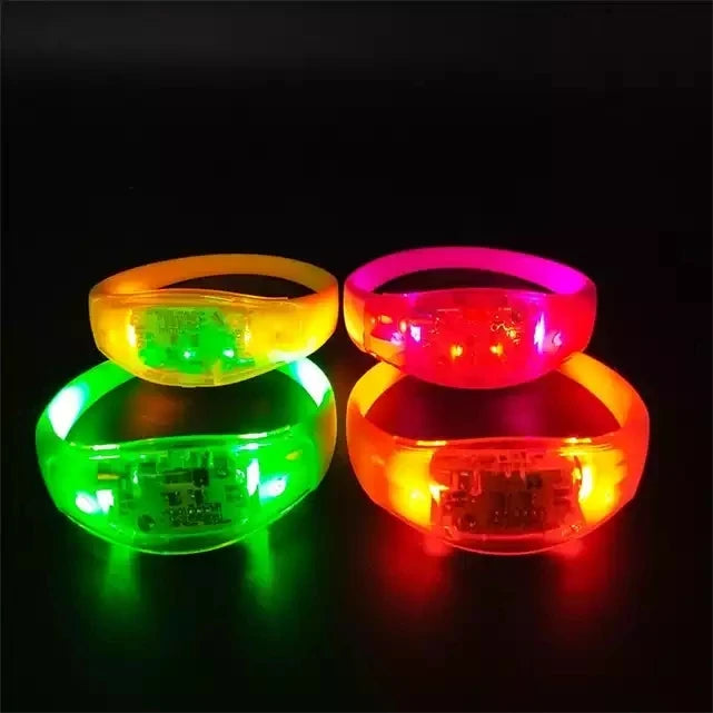 Custom Print Concert Voice Activated Sound Control LED Flashing Bracelet Wristband Glow Bracelets for Kids & Adults