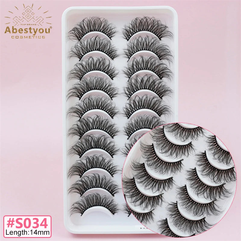 Abestyou Popular Style Full Strip Faux Mink Handmade Black Cotton Band Eyelashes 18mm 20mm 25mm Russian Volume Private Label