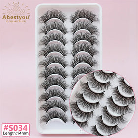 Abestyou Popular Style Full Strip Faux Mink Handmade Black Cotton Band Eyelashes 18mm 20mm 25mm Russian Volume Private Label