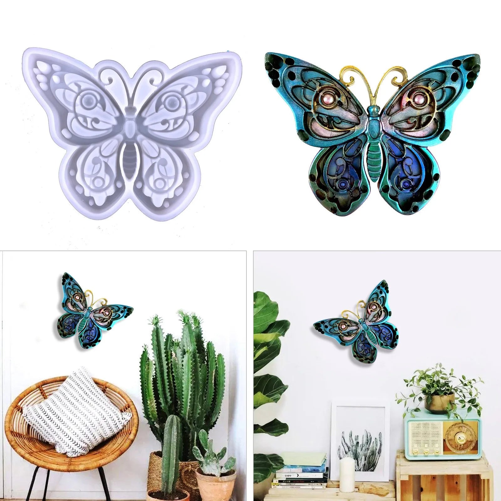 Three-dimensional butterfly Drop Glue Mold Diy Wall Decoration Pendant Semi-three-dimensional butterfly Pendant Silicone Mold