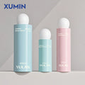 Luxury Empty Plastic Body Wash Bottle Flat Shoulder Toner Bottle with White Cap Frosted Clear White Shower Gel Packaging
