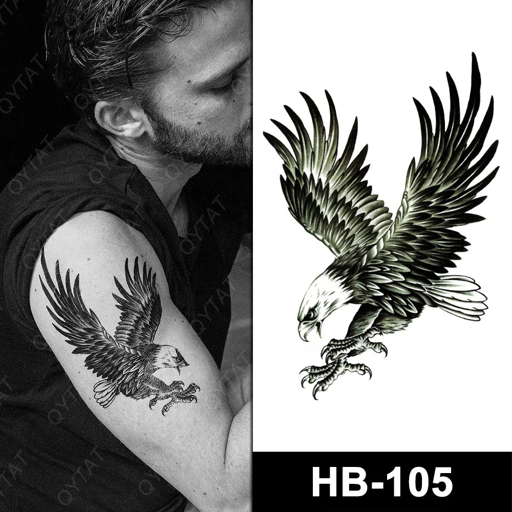 Wholesale Half Arm Temporary Water Transfer Eagle Tattoo Sticker for Men