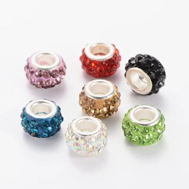 9*11mm  Round Ball Loose Spacer Beads Rhinestone Embellishment 5mm Hole  DIY Bracelet Jewelry Beads