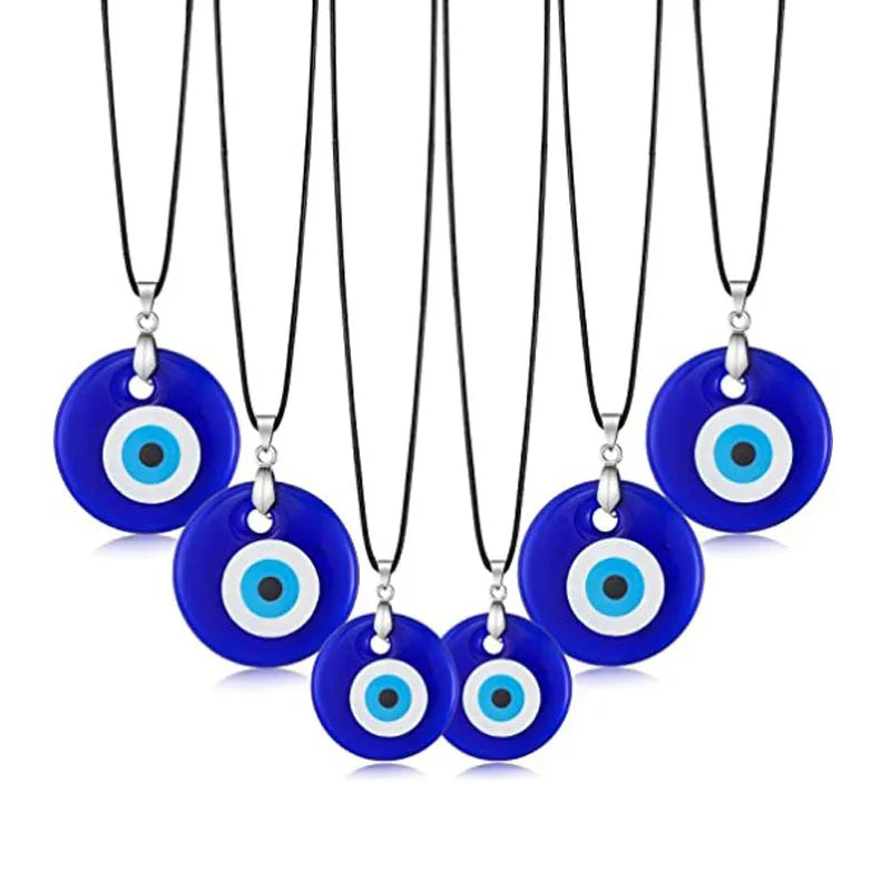 Women Accessories 30mm Wax Rope Turkish Eye Pendent Necklace