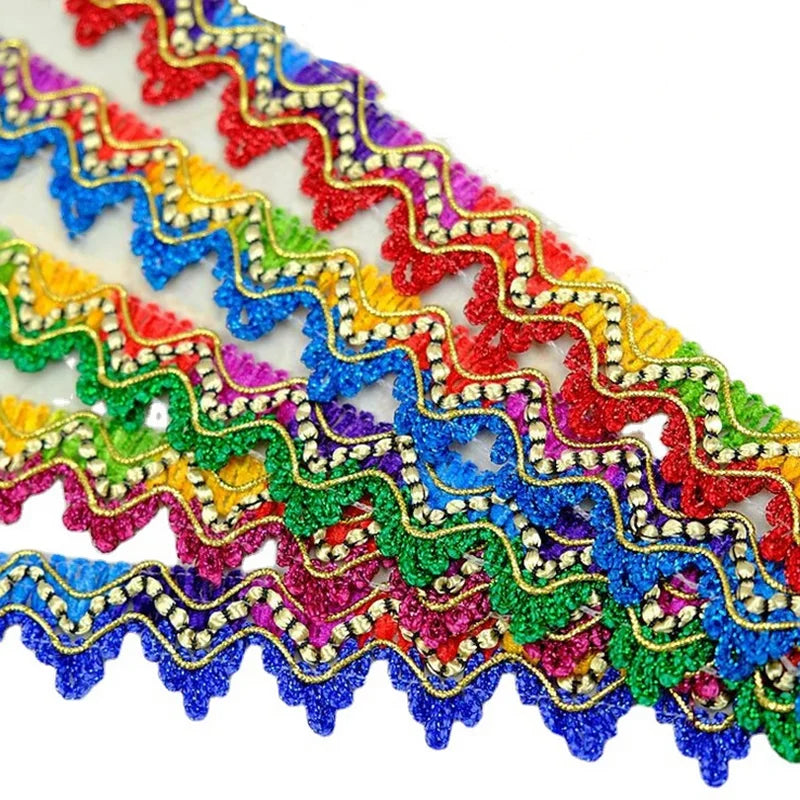 27mm Diy Clothes Accessory Triangle Trimming Lace Colorful Ribbon Costume Sewing Textile Scrallop Polyester Scroll Lace Trims