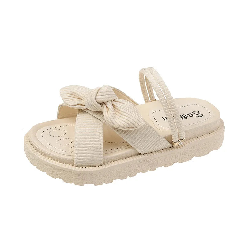 Two-wear Sandals Women's Summer Outer Wear New Thick-soled Soft-soled One-line Flat Sandals and slippers Shopping  Dropshipping