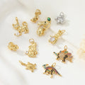 Cute Animal Dinosaur Tortoise cat Turtle Rabbit 14k Plated Gold Color Zircon Rabbit Bunny Pendant Jewelry Easter Jewelry Making