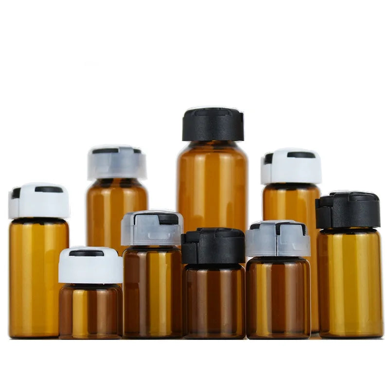 Ampoule Glass Bottle Amber Brown 3ML 5ML 8ML 10ML 30ML Empty Cosmetics Essence Serum Packaging Refillable Ampule Penicillin Vial
