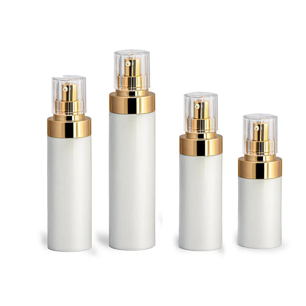 Matte White PP Cosmetic Vacuum Airless Pump Beauty Bottle 30ml 50ml Gold Lotion Cream Foundation for False Eyelashes Shampoo