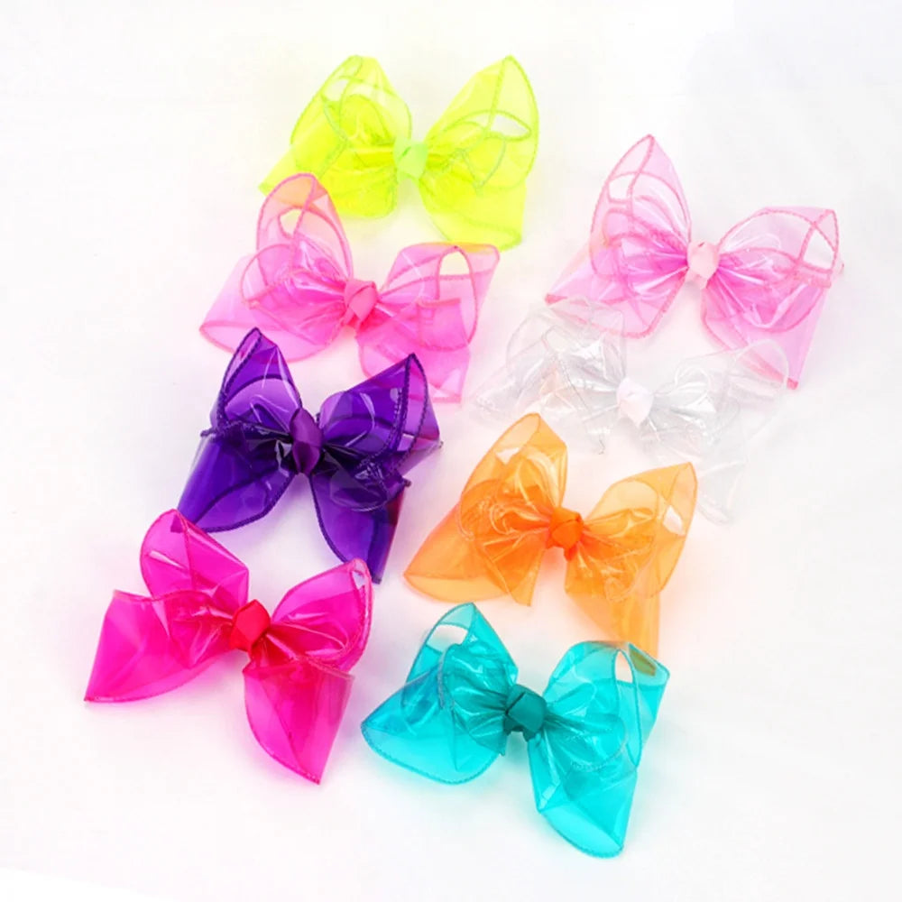 MIO Summer Jelly Candy Colors Alligator Clips 4 Inches Cute PVC Plastic Hair Bows Clips for Girls